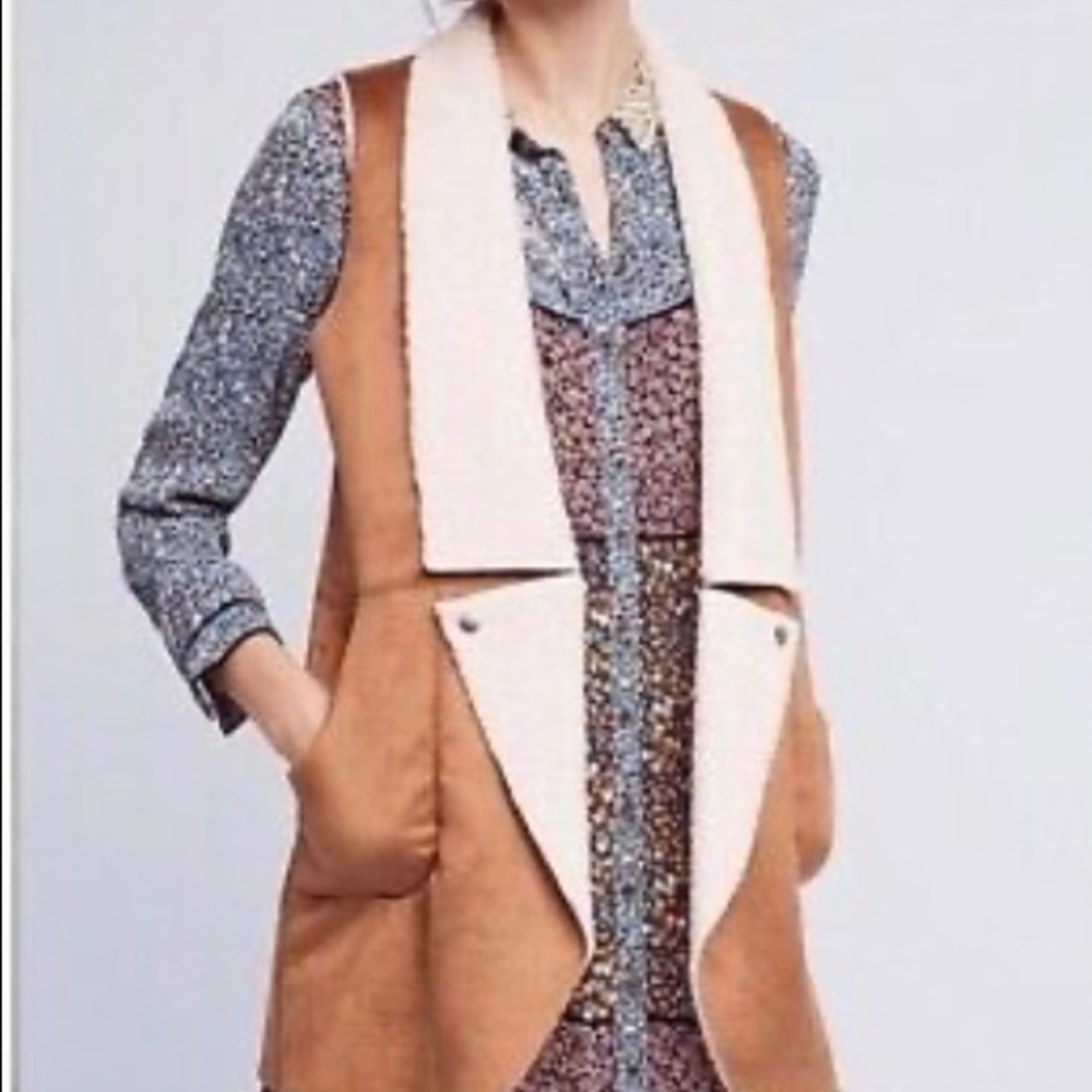 Anthropology faux shearling vest XS